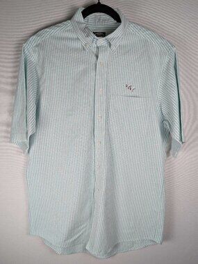 Vintage Creekwood Men's Button-Down Striped Collar Shirt Sz M Embroidered USA
